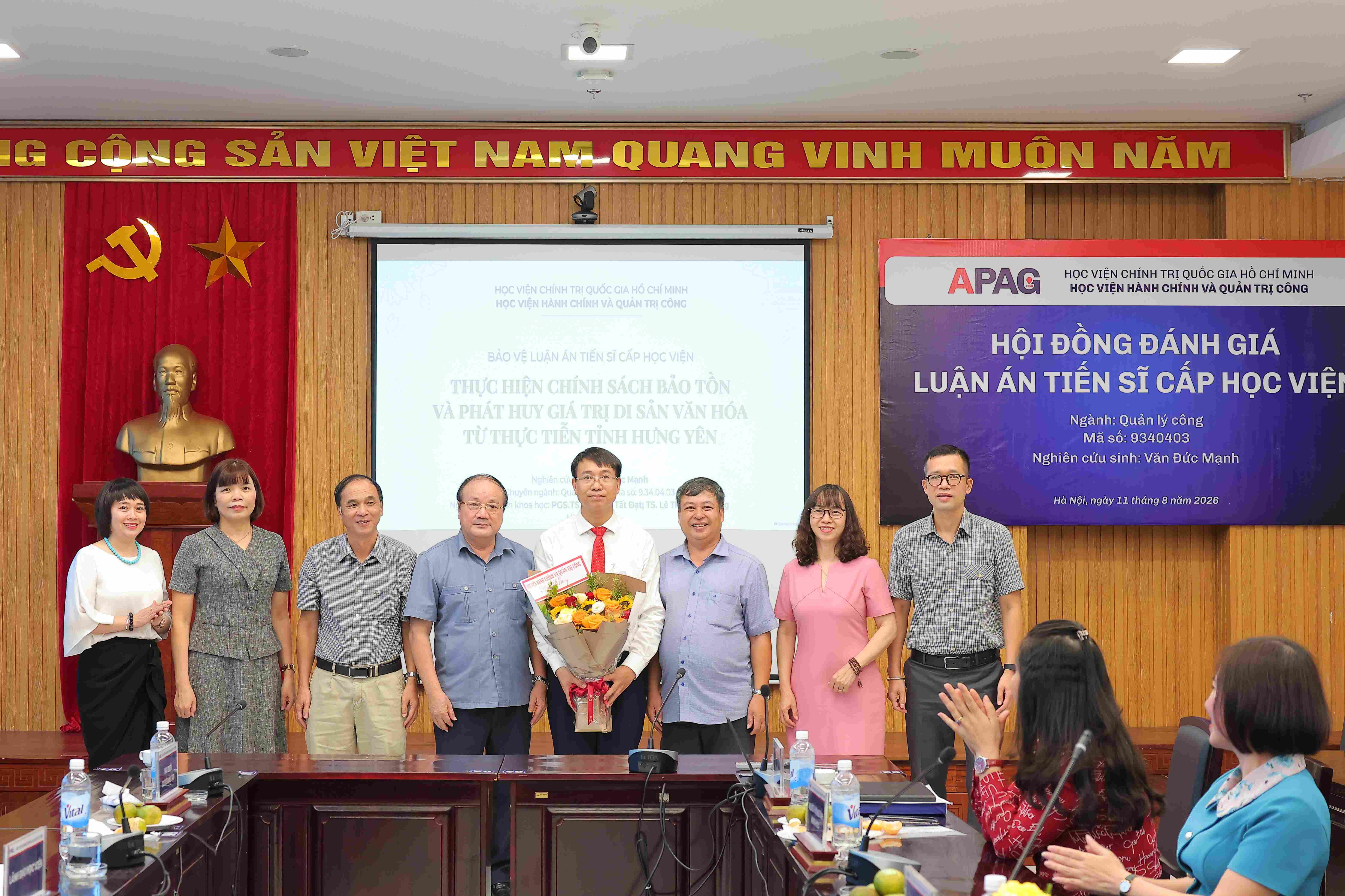 Bảo vệ Luận án Tiến sĩ cấp Học viện: “Thực hiện chính sách bảo tồn và phát huy giá trị di sản văn hóa từ thực tiễn tỉnh Hưng Yên”  