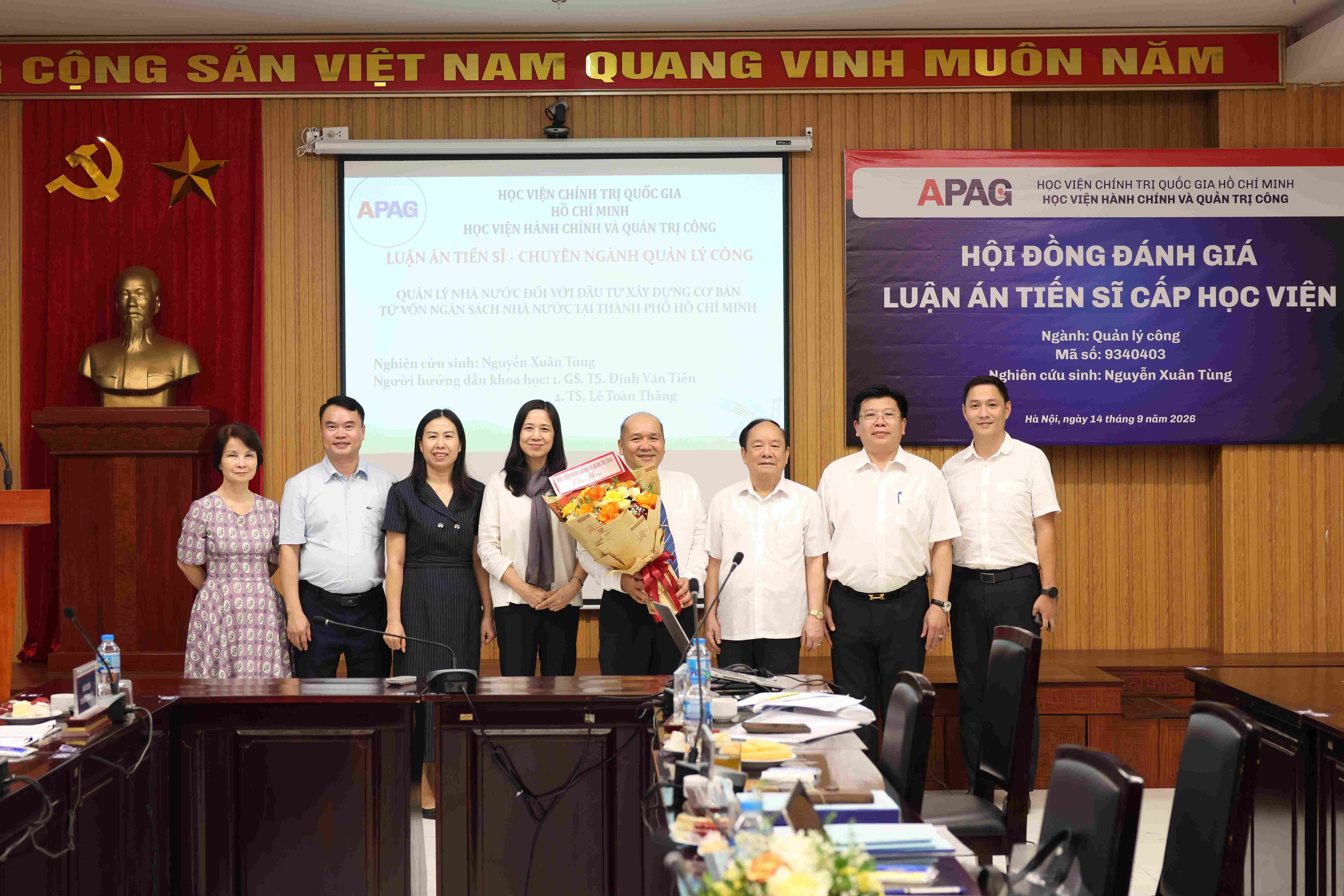 Bảo vệ Luận án Tiến sĩ cấp Học viện: “Quản lý nhà nước đối với đầu tư xây dựng cơ bản từ vốn ngân sách nhà nước tại Thành phố Hồ Chí Minh”  